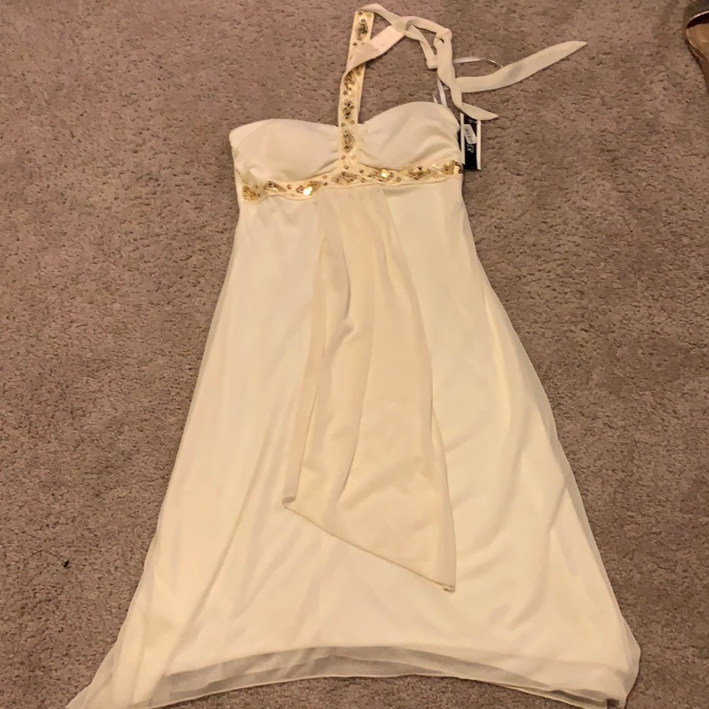 Creme colored dress with gold sequins